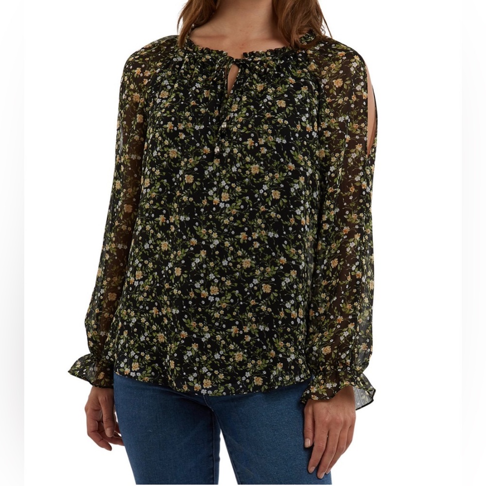 BCX Juniors Printed Cold Shoulder Top